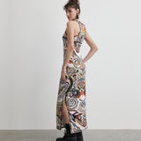 Halter Long side Slit Dress | Goddess of Fire