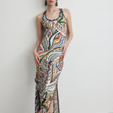 Halter Long side Slit Dress | Goddess of Fire