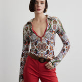Front Zippered Long Sleeve Bodysuit | Goddess of Earth - Butterfly