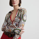 Front Zippered Long Sleeve Bodysuit | Goddess of Earth - Butterfly