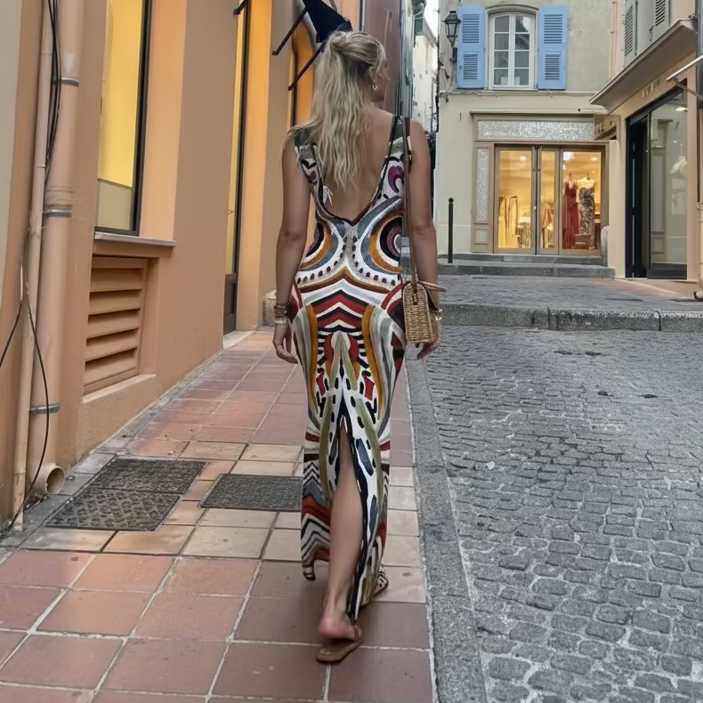 Back V Slit Long Dress | Goddess of Fire